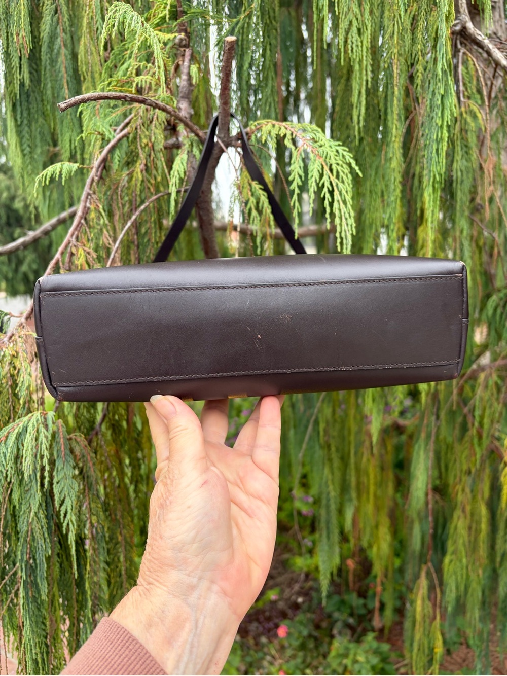 Auth Gucci Chocolate Leather Vintage Shoulder Bag Mod Pop Minimalist Style - Picture 5 of 14